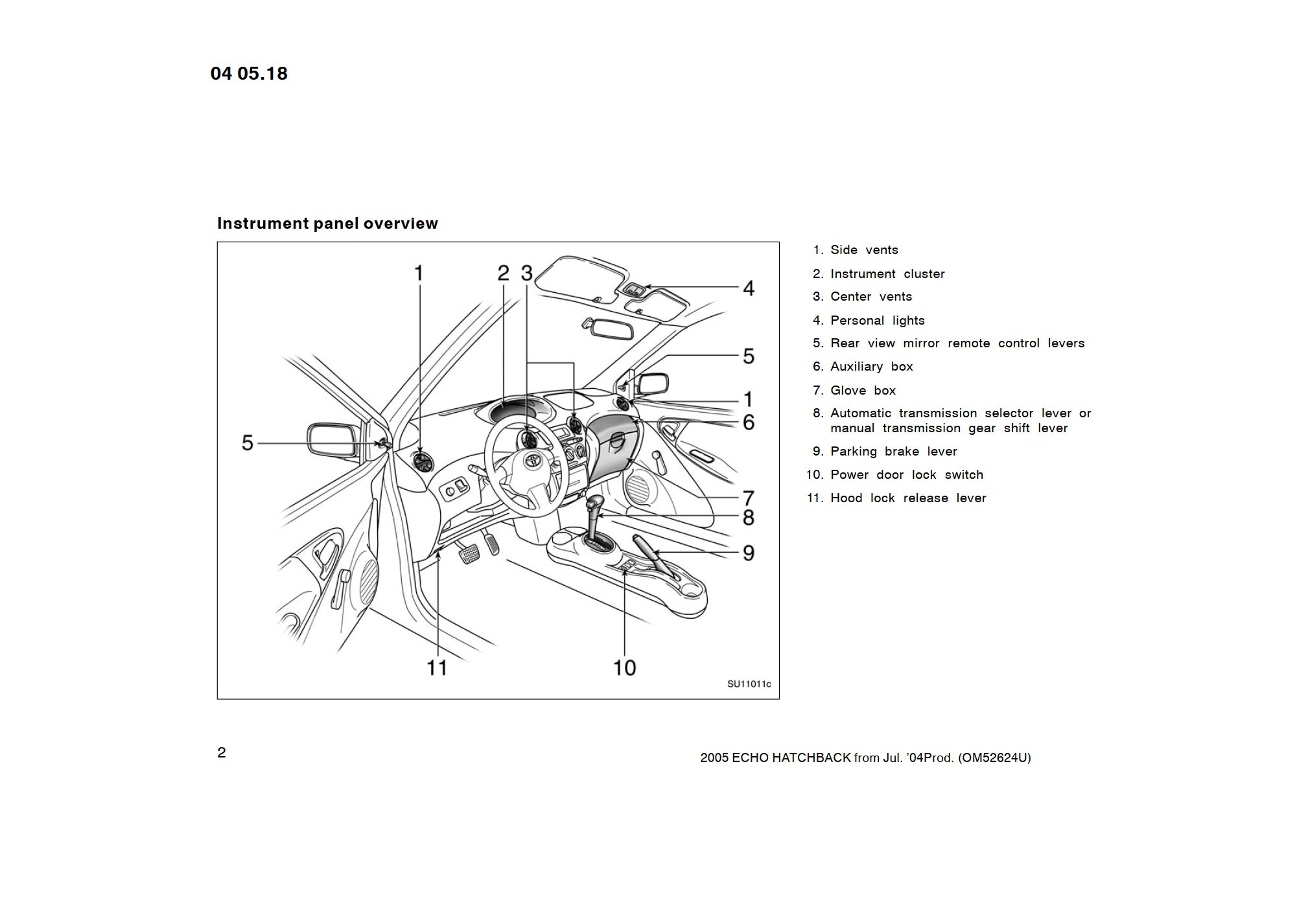 2005 toyota yaris owner's manual