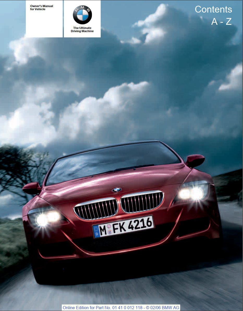 2006 bmw m6 owner's manual