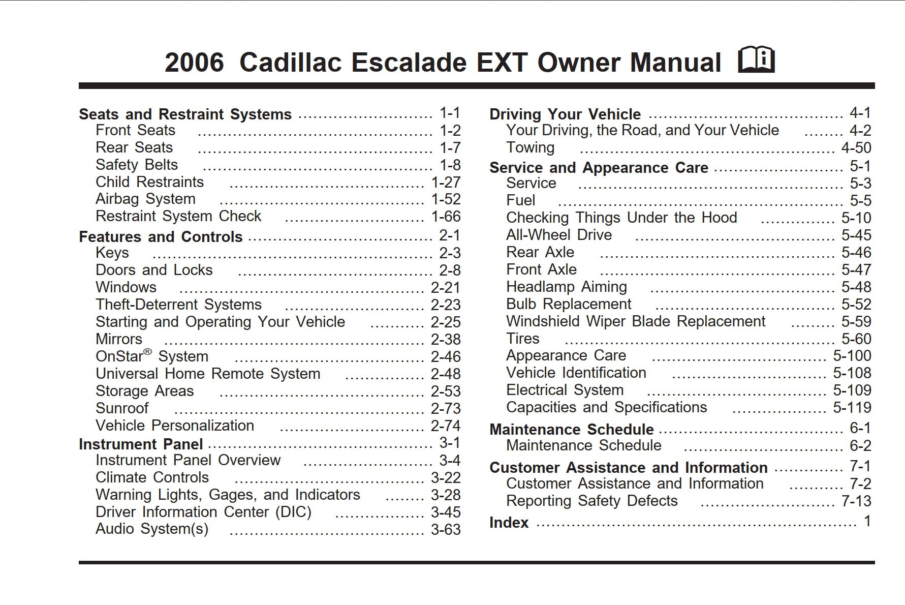 2006 cadillac escalade ext owner's manual