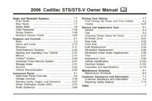 2006 cadillac sts owner's manual