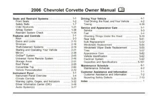 2006 chevrolet corvette owner's manual