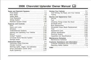 2006 chevrolet uplander owner's manual