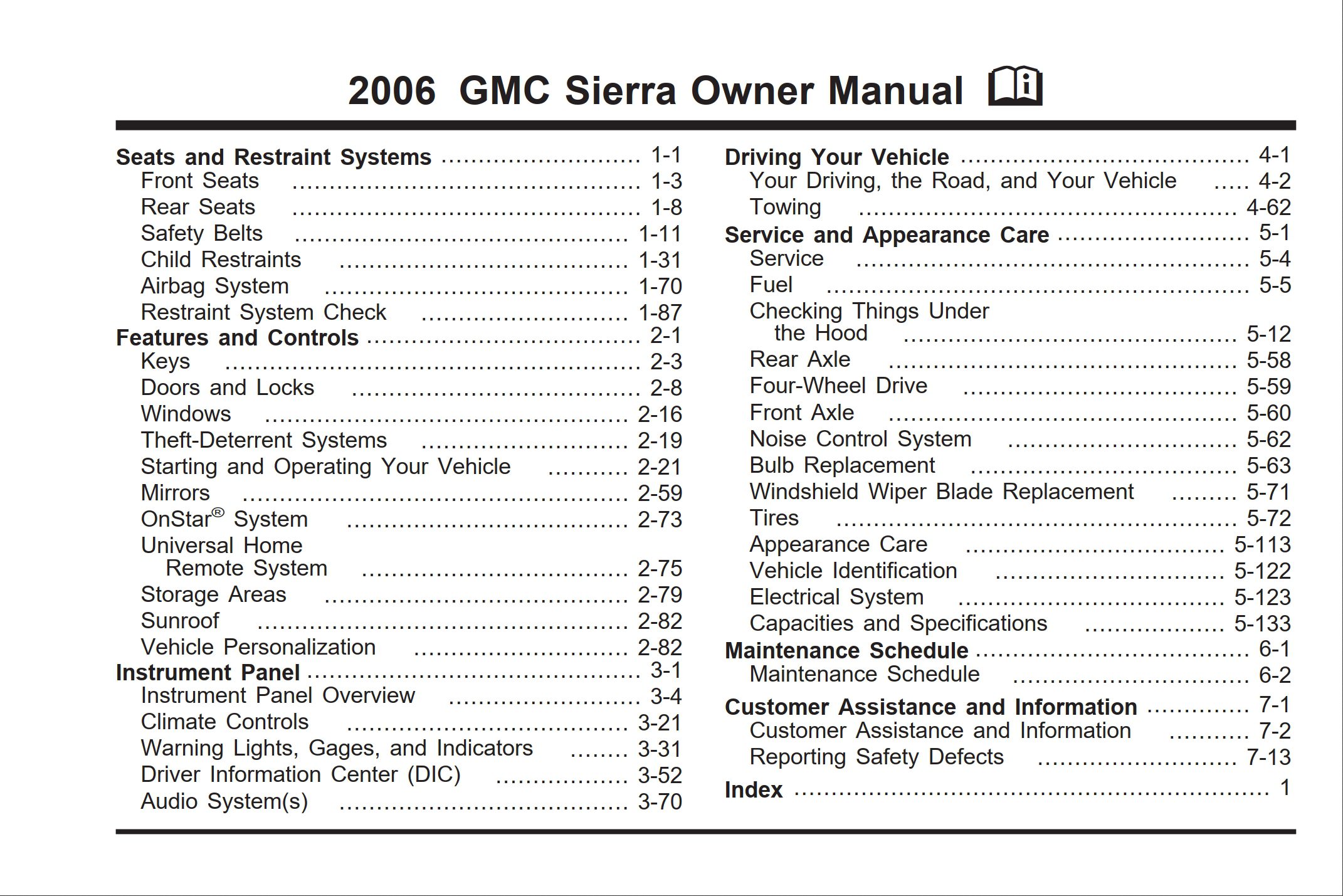 2006 gmc sierra owner's manual