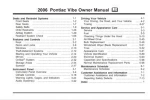 2006 pontiac vibe owner's manual