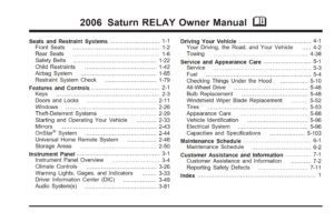 2006 saturn relay owner's manual