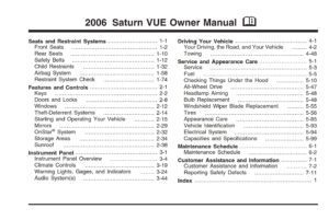 2006 saturn vue owner's manual