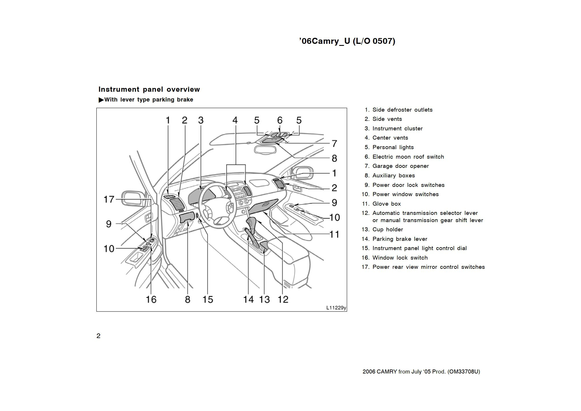 2006 toyota camry owner's manual