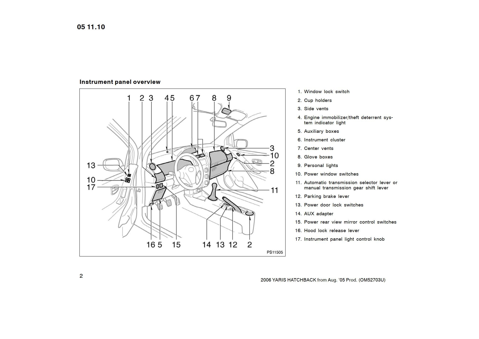 2006 toyota yaris owner's manual