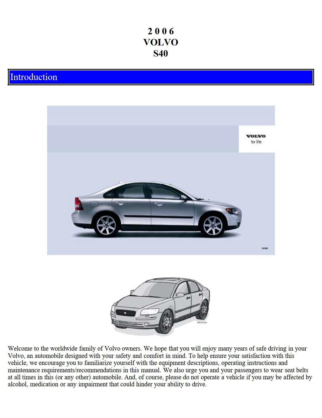 2006 volvo s40 owner's manual