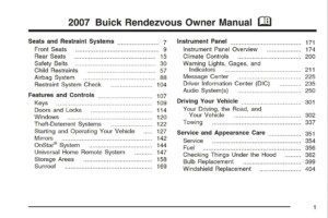 2007 buick rendezvous owner's manual