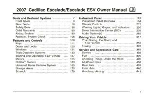 2007 cadillac escalade esv owner's manual