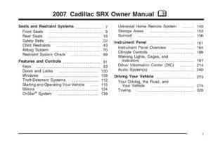 2007 cadillac srx owner's manual