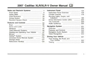 2007 cadillac xlr owner's manual