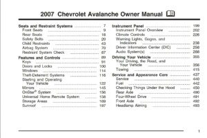 2007 chevrolet avalanche owner's manual