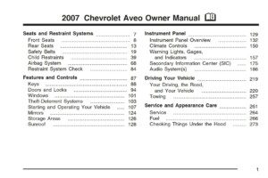 2007 chevrolet aveo owner's manual