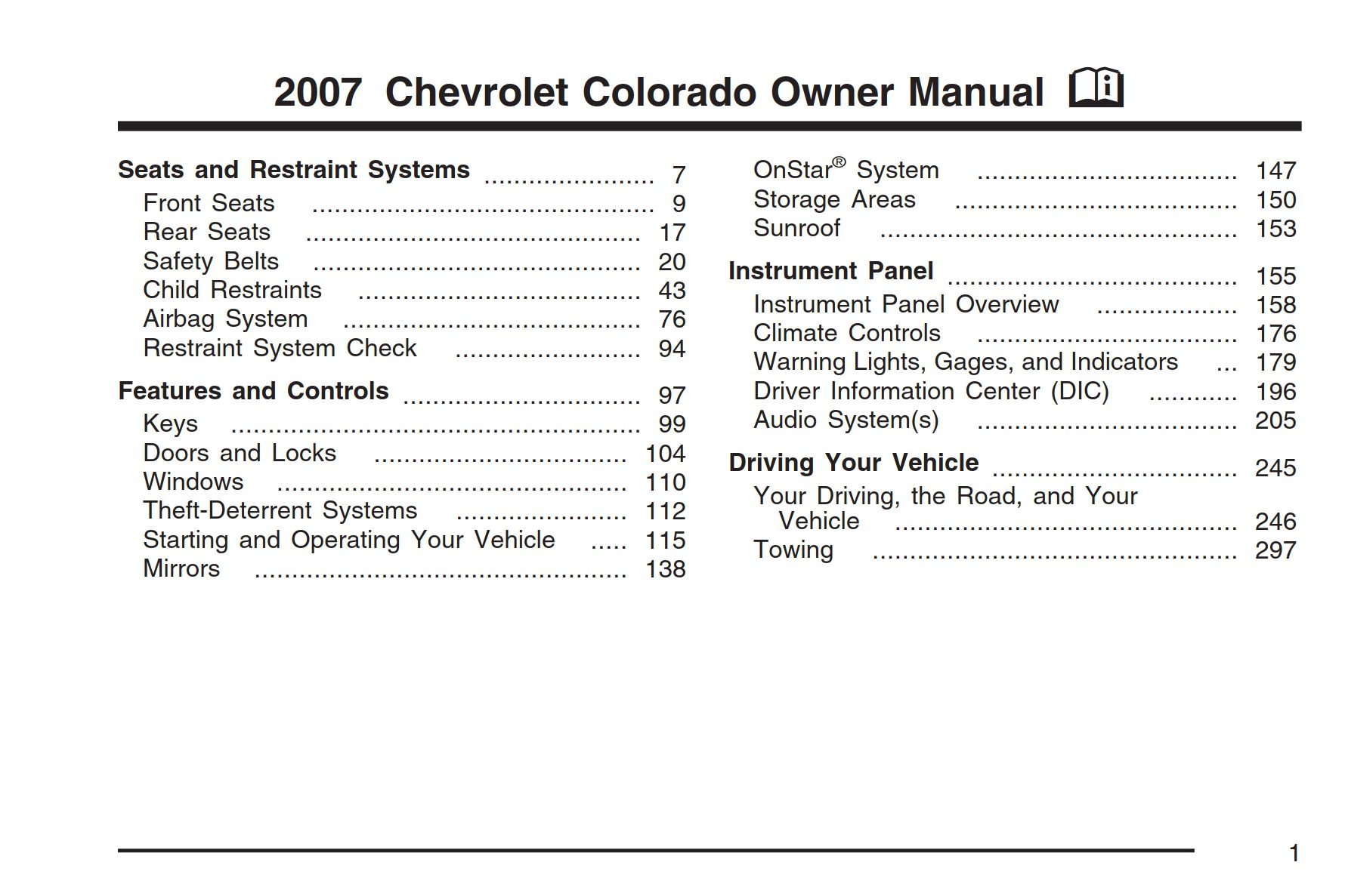 2007 chevrolet colorado owner's manual