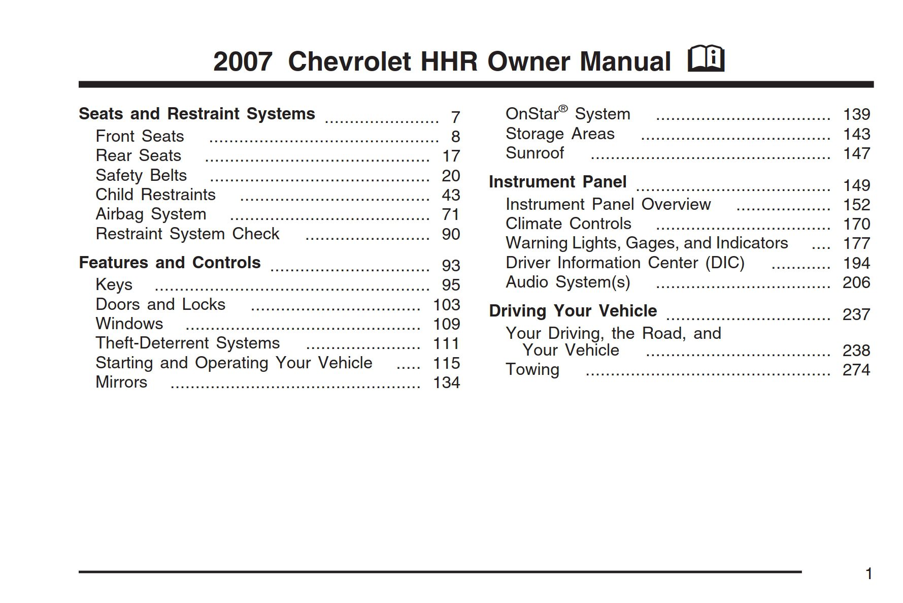 2007 chevrolet hhr owner's manual