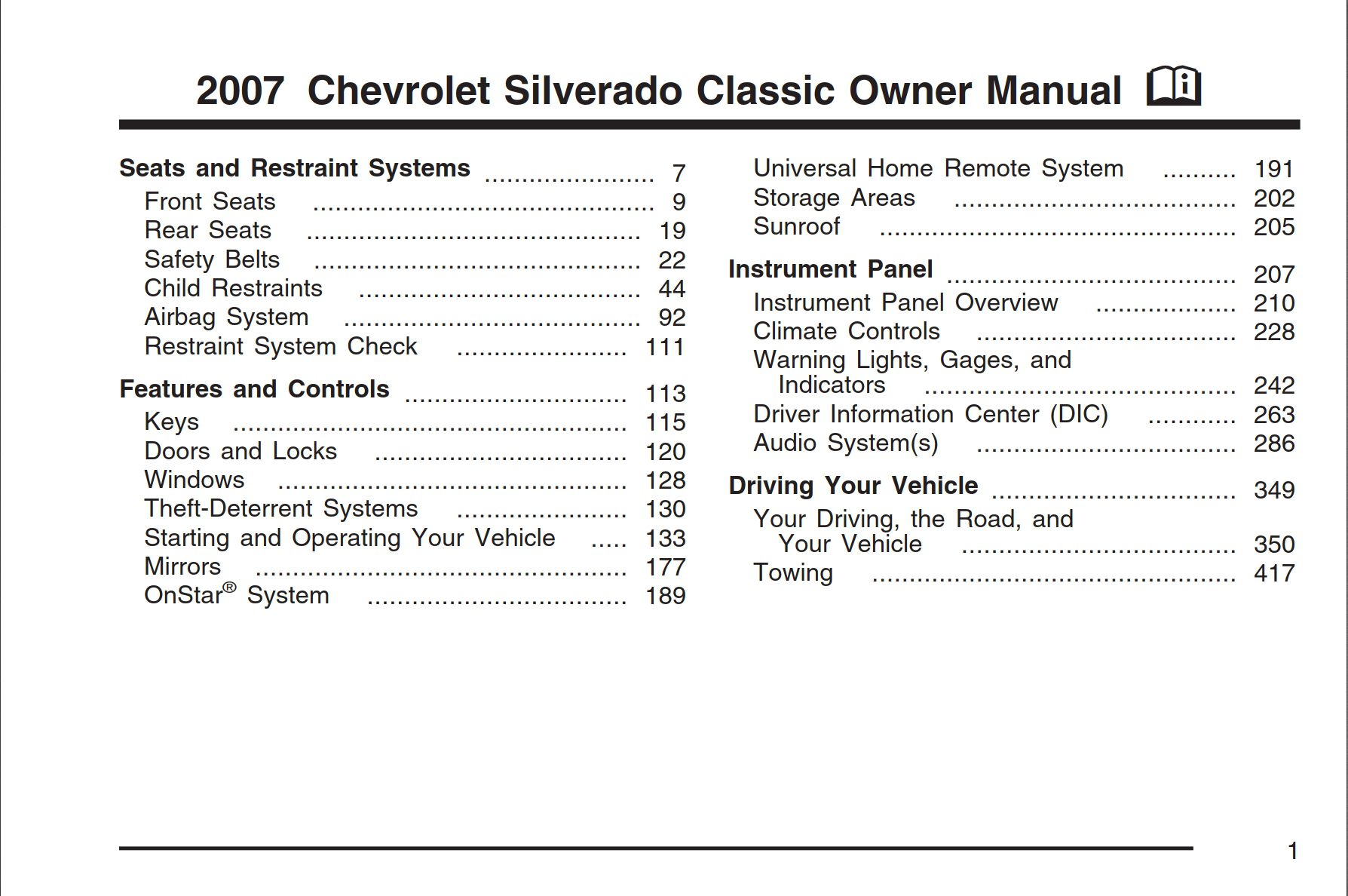 2007 chevrolet silverado owner's manual