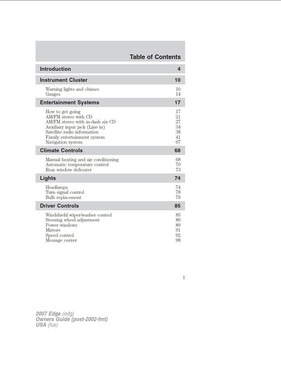 2007 ford edge owner's manual