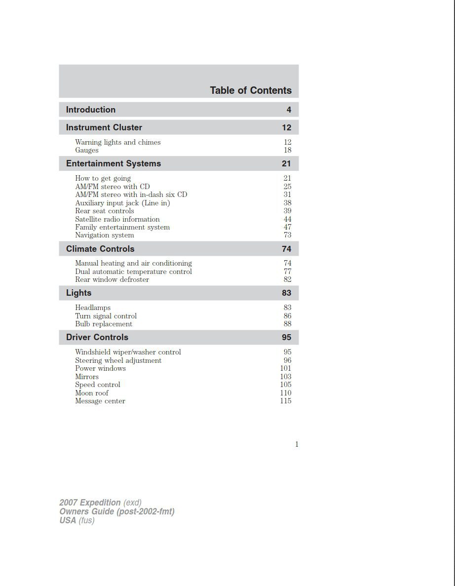 2007 ford expedition owner's manual