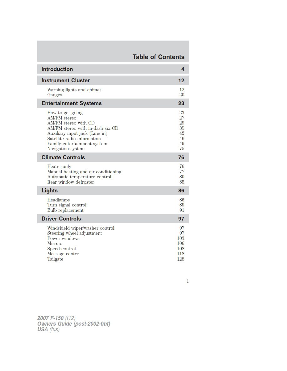 2007 ford f150 owner's manual