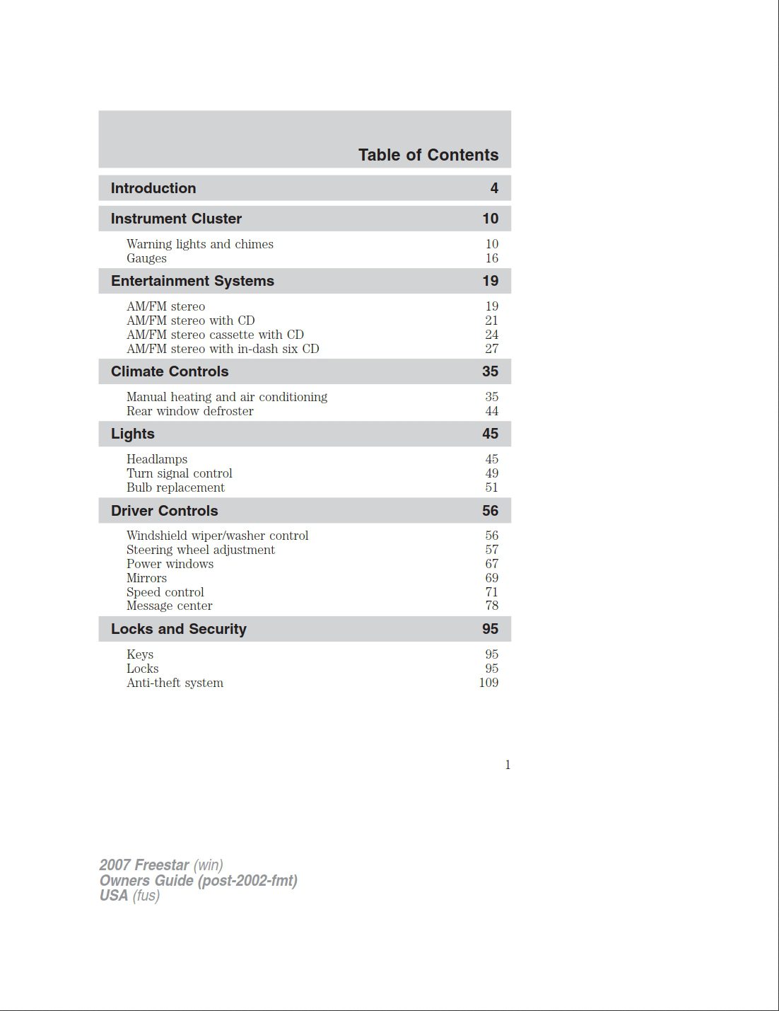 2007 ford freestar owner's manual