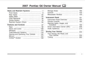 2007 pontiac g6 owner's manual