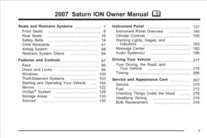 2007 saturn ion owner's manual