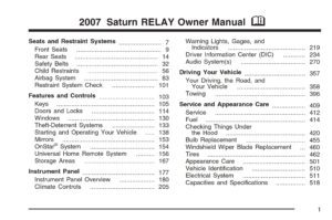 2007 saturn relay owner's manual