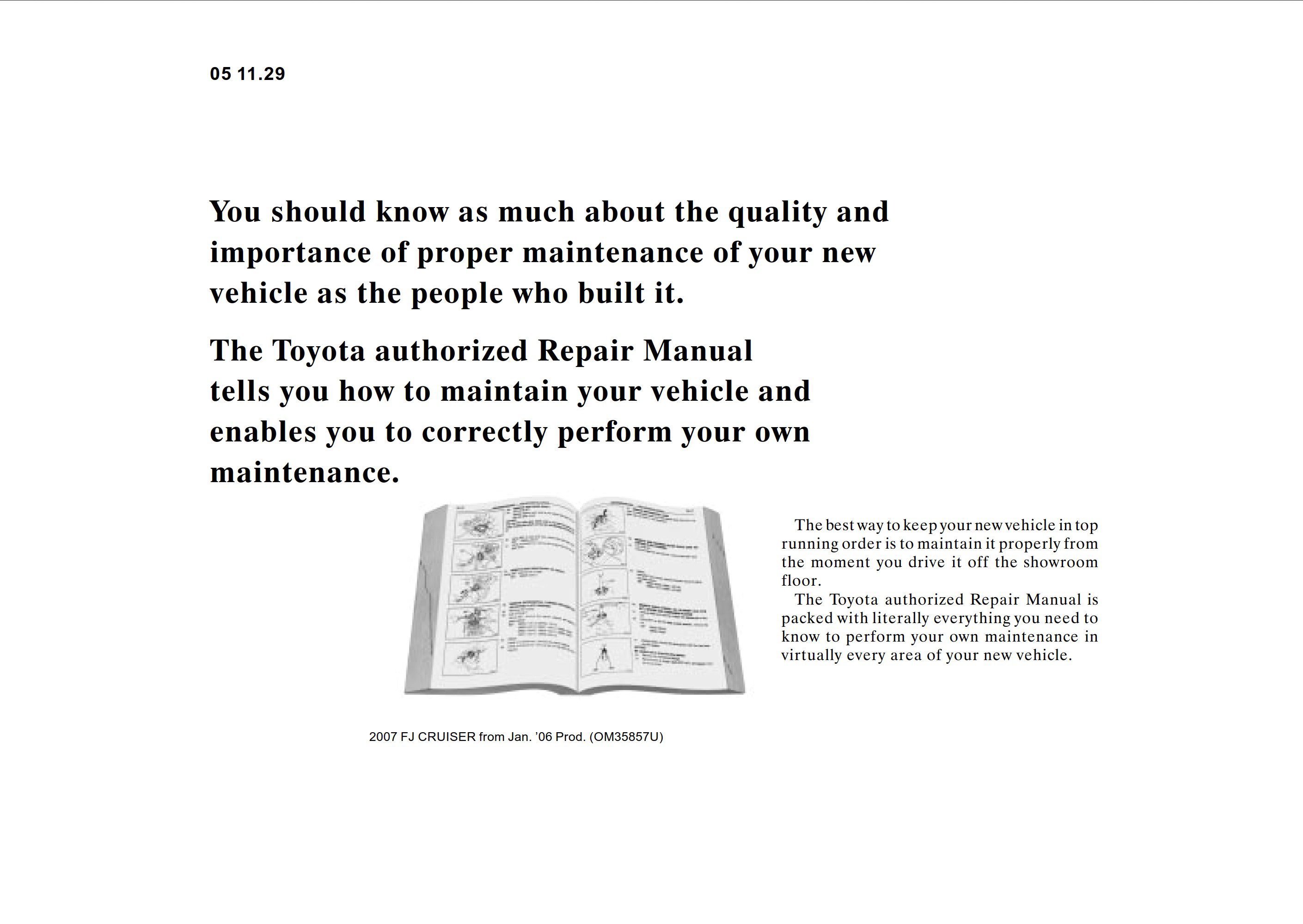 2007 toyota fj cruiser owner's manual