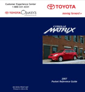 2007 toyota matrix owner's manual