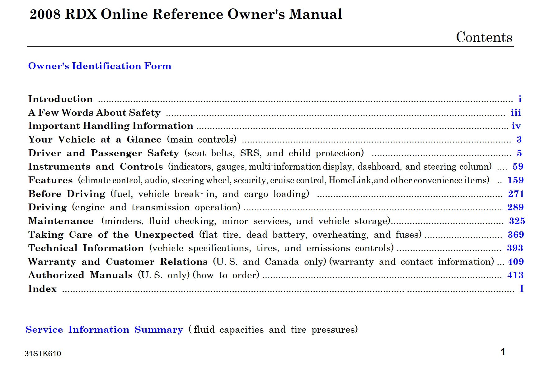 2008 acura rdx owner's manual