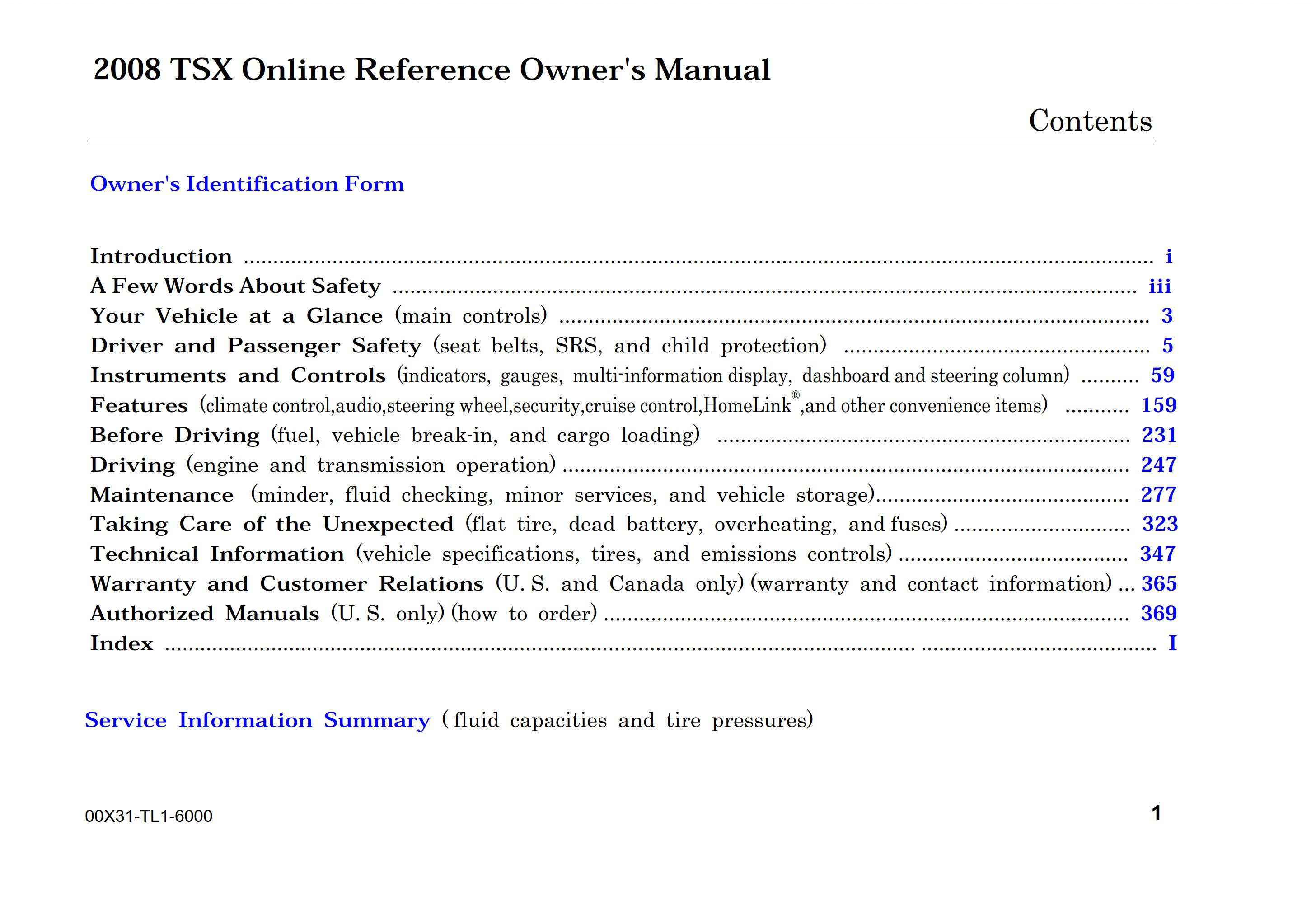 2008 acura tsx owner's manual