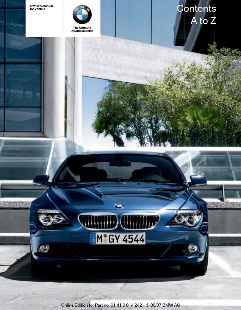 2008 bmw 6 series owner's manual