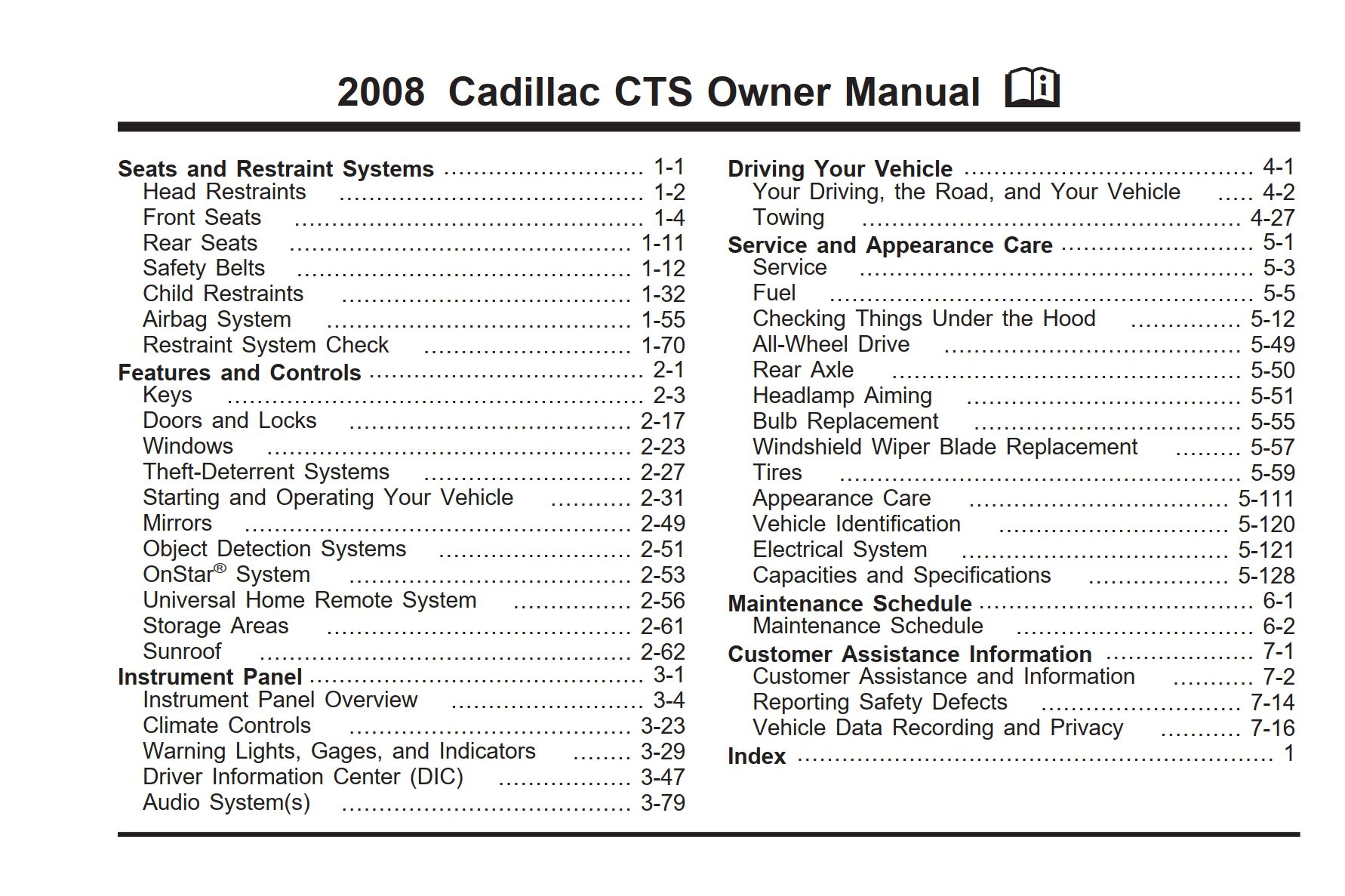 2008 cadillac cts owner's manual