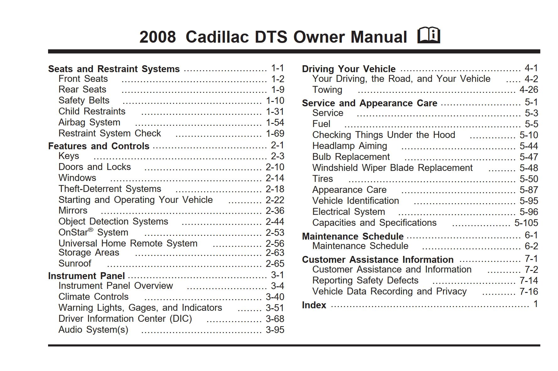 2008 cadillac dts owner's manual