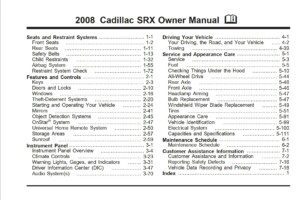 2008 cadillac srx owner's manual