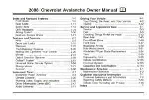 2008 chevrolet avalanche owner's manual