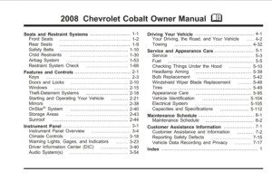 2008 chevrolet cobalt owner's manual