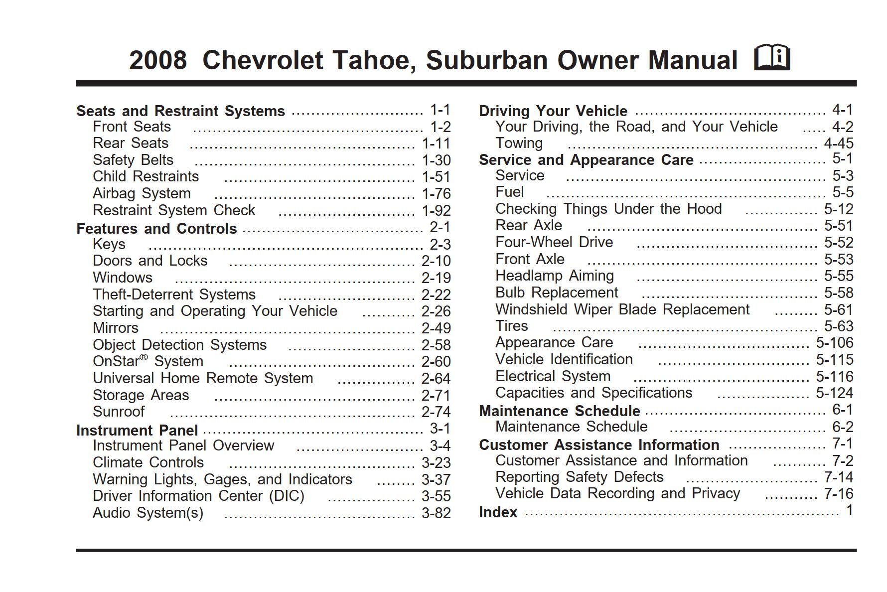 2008 chevrolet suburban owner's manual