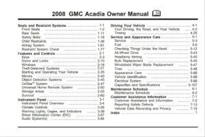 2008 gmc acadia owner's manual