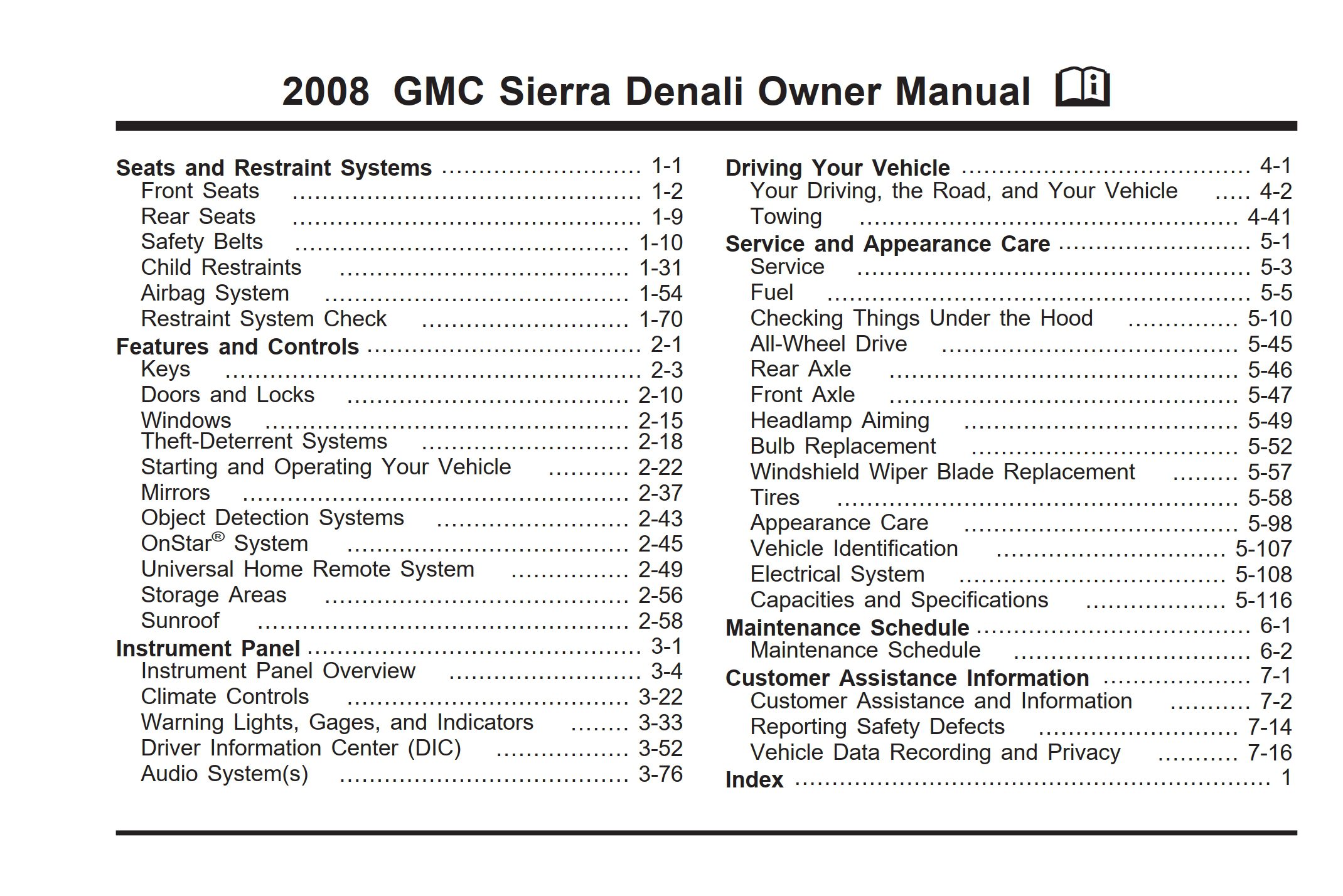 2008 gmc sierra owner's manual