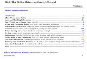 2008 honda cr v owner's manual