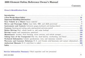 2008 honda element owner's manual