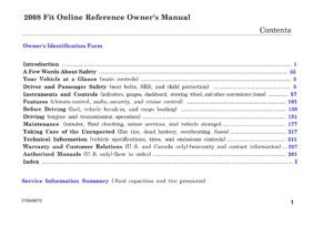 2008 honda fit owner's manual