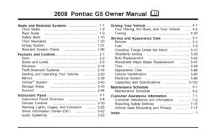 2008 pontiac g5 owner's manual