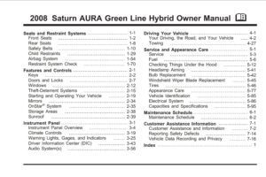 2008 saturn aura hybrid owner's manual