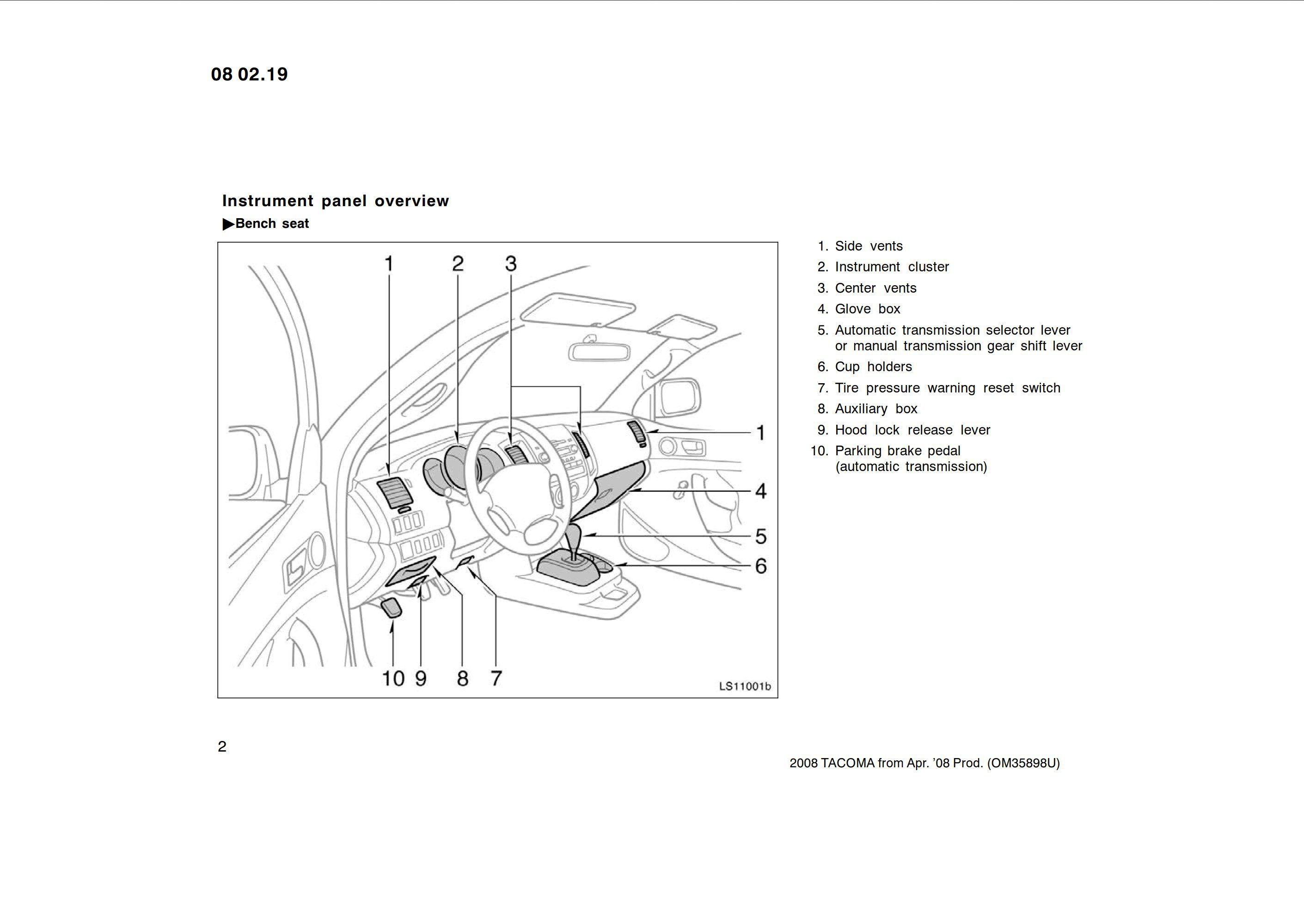 2008 toyota tacoma owner's manual