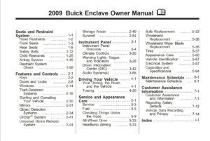 2009 buick enclave owner's manual