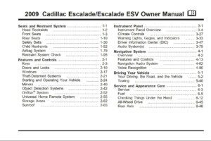 2009 cadillac escalade esv owner's manual